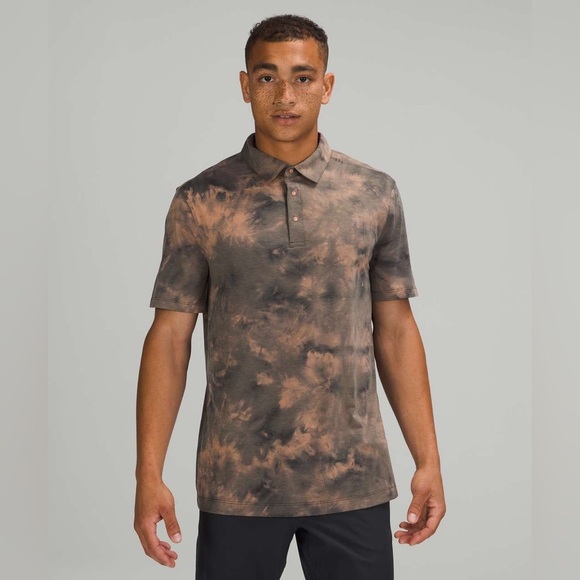 Lululemon Evolution Short Sleeve Polo Diamond Dye Sedona Sunset Graphite Grey - Picture 1 of 7